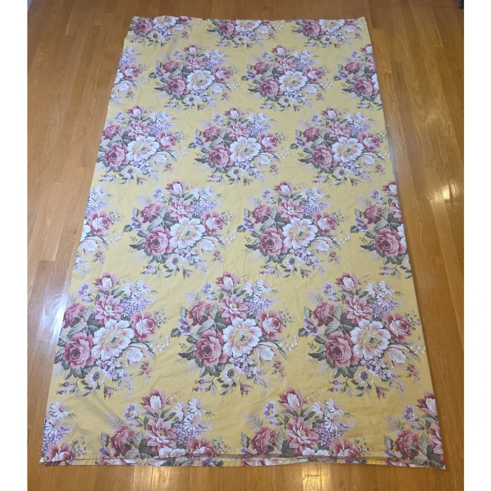 Ralph Lauren Sophie Brooke Queen Flat Fitted Sheet Set Yellow Floral Cottagecore